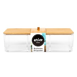 Bathroom Bamboo Lid Storage Organiser 23x9x6cm