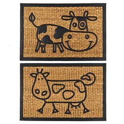 Mat Coir Cow 2 Design Rubber Backed 40x60cm