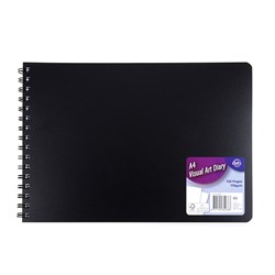 Diary Visual Art PP Black 110gsm A4 120pg Short Spiral