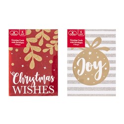 Cards Xmas Box 6 110x150mm w Glitter Foil