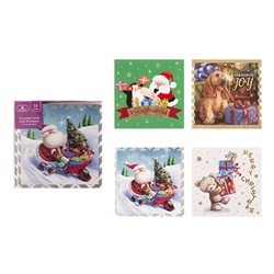 Cards Xmas Box 10 125x125mm Textured Foil Cute
