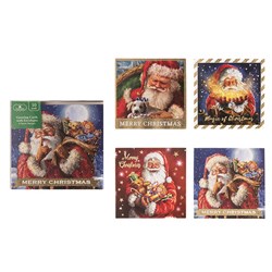 Cards Xmas Box 10 125x125mm Textured Foil Santa