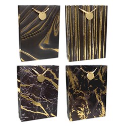 Gift Bag 210gsm Gold Marble Textured Foil Black XLarge