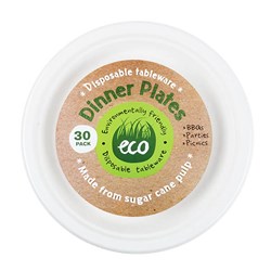 Eco Friendly Plate Dinner 23cm White Pk30