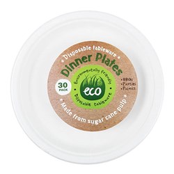 Eco Friendly Plate Dinner 26cm White Pk30