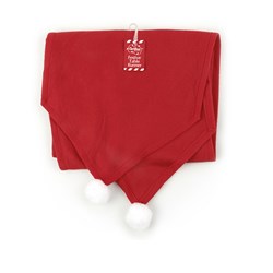 Table Runner Fleece Xmas w Pom Pom 183x33cm Red
