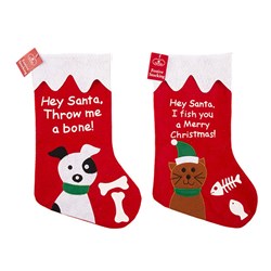 Stocking Xmas Pet 2 Asstd 23x40cm