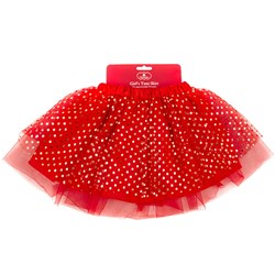 Girls Xmas Tutu Skirt - Red w Gold Foil Dots 3-5yrs