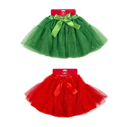 Girls Xmas Tutu Skirt 2 Asstd Red Green 3-5yrs