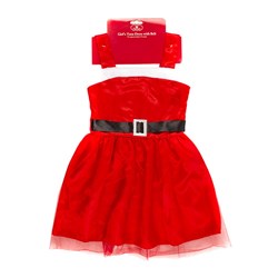 Girls Santa Xmas Dress Red/White w Black Belt 3-5yrs