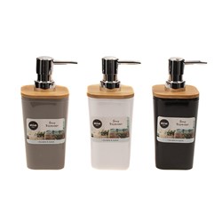 Modish Soap Dispenser w Bamboo Lid 7.4x5.7x17cm