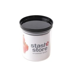 Food Storage Container Cylinder w Black Lid 800mL