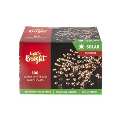 Lights Fairy Solar Warm White 2F Pk100