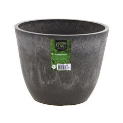 Pot Round SPW Charcoal w Plug 25.5x20cm