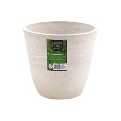 Pot Round SPW White Stone w Plug 20x18cm