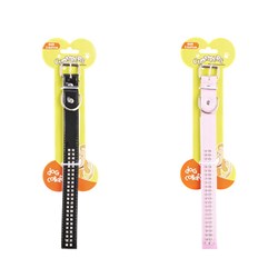 Collar Dog Diamond 2 Asstd Cols Black/Pink Large 2.5x51cm