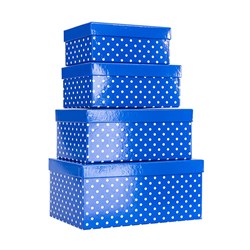 Gift Box Rectangular Set 4 Blue & White Dots