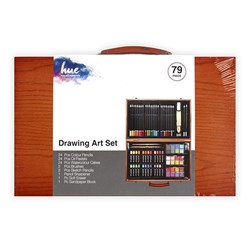 Art Set Drawing w Wooden Box 80Pc