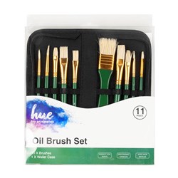 Brush Set Oil Hog Hair w Wallet 11Pc W16.2 FSC 100%