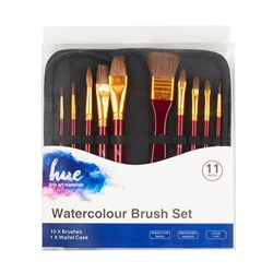 Brush Set Watercolour PonyHair w Wallet 11Pc W16.2 FSC 100%