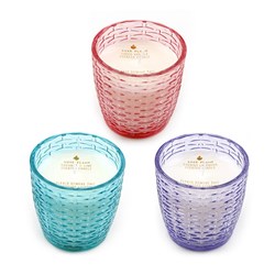 Candle Scented in Glass Straw Design 7x7cm 16hrs 3 Asst Col