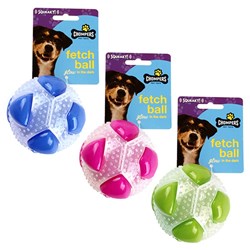 Dog Toy Squeaky Ball 8.5cm Glow In Dark 3 Asstd Colours