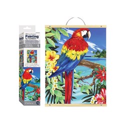 PBN SCROLL Red Scarlet Macaw