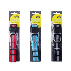 Dog Collar Reflective 3 Asstd Colours Size 2.5 x 45-70cm
