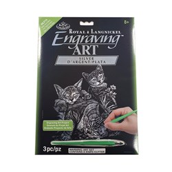 Silver Engraving Tabby Cat & K