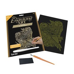 Gold Engraving Owls