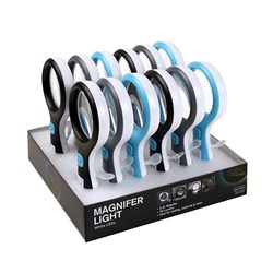Magnifier Light w 3 Leds B/OP 3 Asstd Colours PDQ