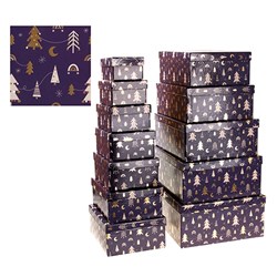 Gift Box Xmas Set 12 Rectangular With Foil