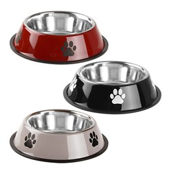 Pet Bowl w Paw Print 3 Asstd Colours 22cm Large