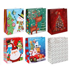 Gift Bag Xmas Basic 157gsm Large w Jhook 6 Asstd