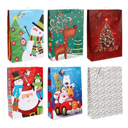 Gift Bag Xmas Basic 157gsm XLarge w Jhook 6 Asstd