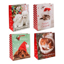 Gift Bag Xmas Basic 157gsm Large w Jhook 4 Asstd Pet