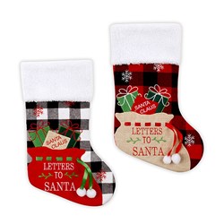 Stocking Xmas Non Woven Check 2 Asstd