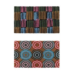 Mat Coir 2 Design Multi Col Rubber Backed 45x75cm