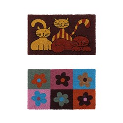 Mat Coir 2 Design Multi Col Rubber Backed 45x75cm