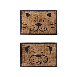 Mat Coir 2 Design Cat/Dog Rubber Backed 40x60cm