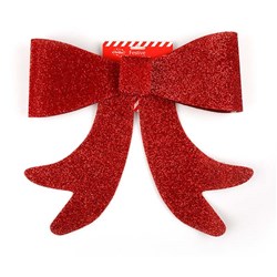 Bow Xmas Glitter Red 40x40cm