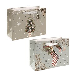 Gift Bag Xmas 210gsm Medium Foil Horizontal 2 Astd