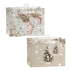 Gift Bag Xmas 210gsm Small Foil Horizontal 2 Astd