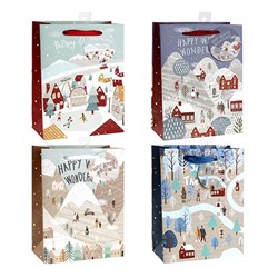 Gift Bag Xmas 210gsm Modern Large Jhook 4Ast