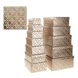 Gift Box Xmas Set 12 Rectangular Kraft Silver Foil