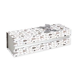 Gift Box Xmas Wine Box Rect w Silver Foil and Bow
