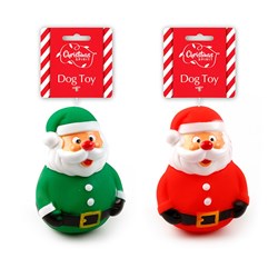 Dog Toy Xmas Squeaky Santa Red / Green 2 Asstd Cols
