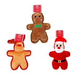 Dog Toy Xmas Plush Character 3 Asstd
