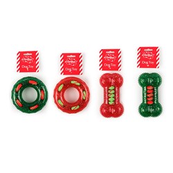 Dog Toy Xmas Glitter TPE Rope Ring & Bone Asstd