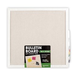 Wooden Frame Fabric Bulletin Board 35.5x35.5cm